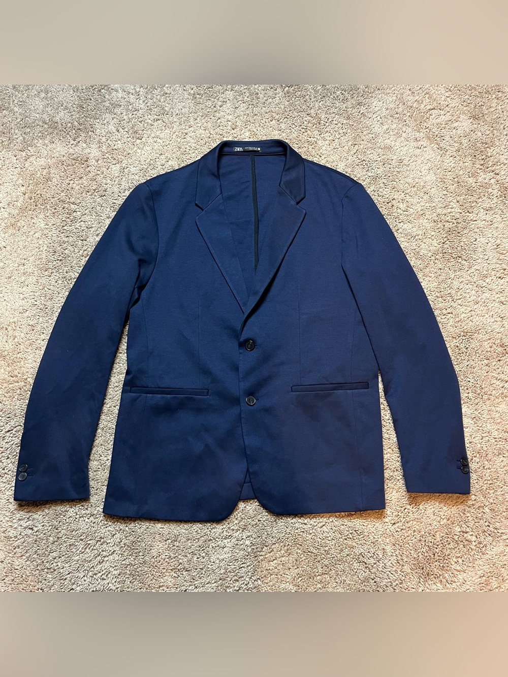 Zara Comfort Navy Blue Blazer Jacket Mens Size XL